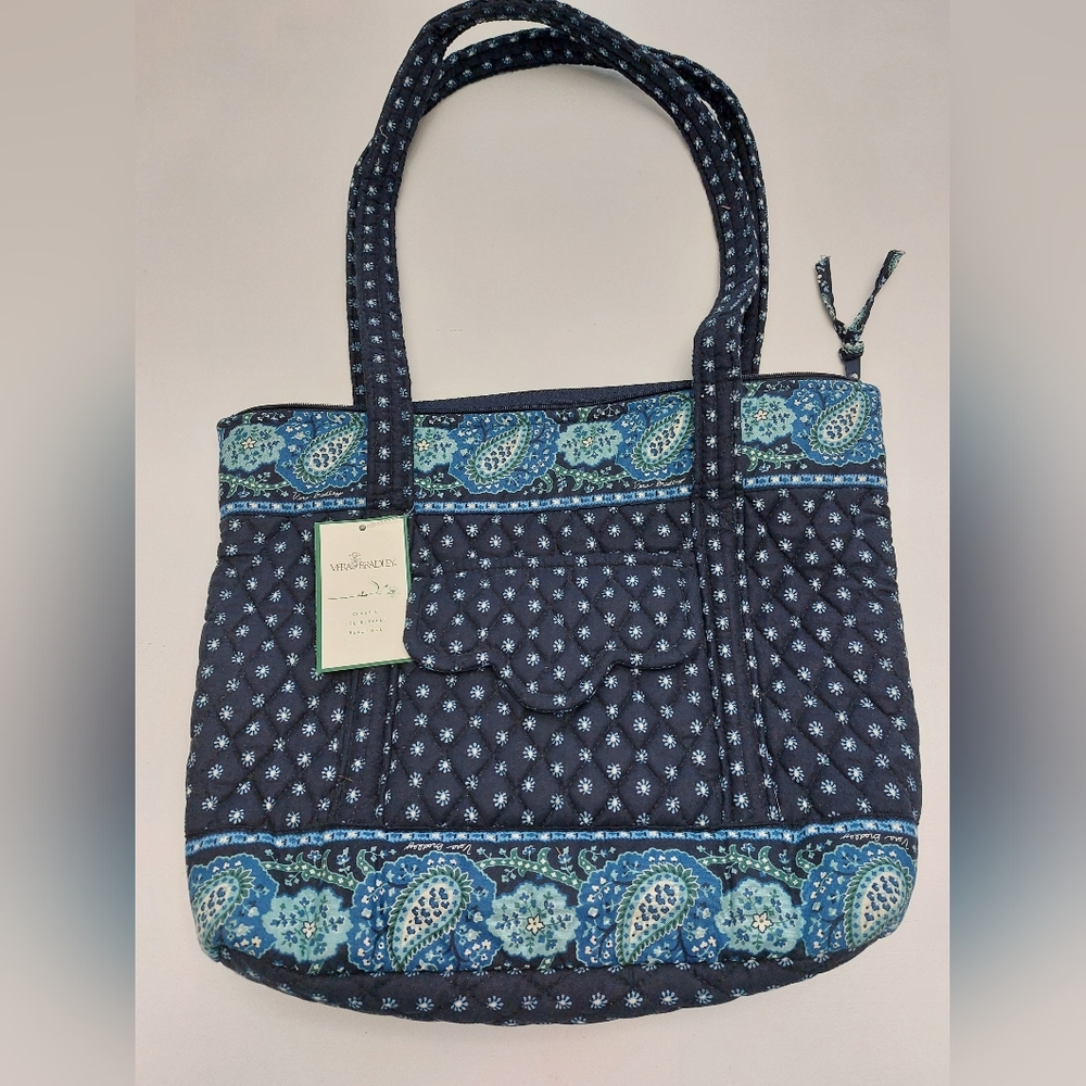 Vera Bradley Vintage Villager Tote Seaport Navy NWT